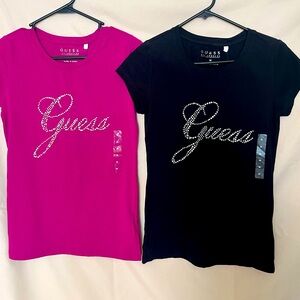 Pair of Rhinestone Guess T-Shirts